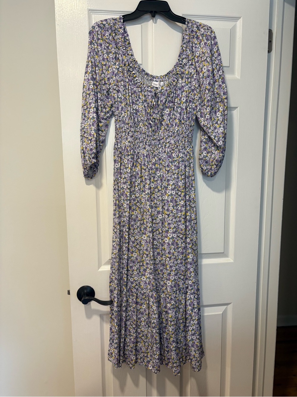 GAP Lavender Floral Smocked Midi Dress
